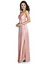 Side View Thumbnail - Rose Cowl-Neck Empire Waist Maxi Dress with Adjustable Straps