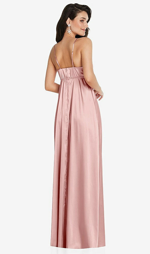 Back View - Rose Cowl-Neck Empire Waist Maxi Dress with Adjustable Straps