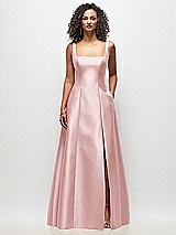 Front View Thumbnail - Ballet Pink Sleeveless Square-Neck Princess Line Gown with Pockets