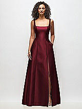 Front View Thumbnail - Cabernet Sleeveless Square-Neck Princess Line Gown with Pockets
