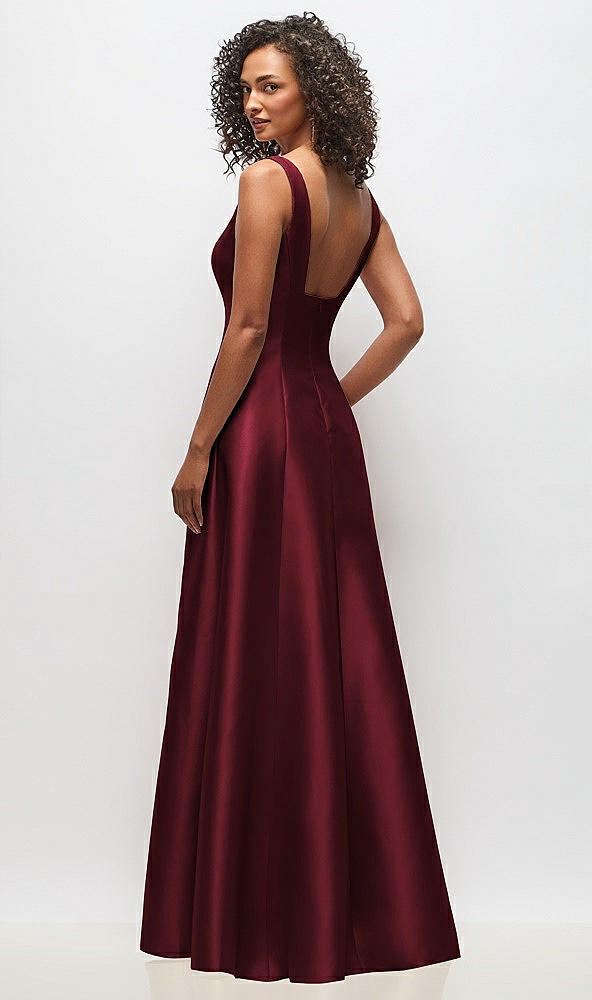 Back View - Cabernet Sleeveless Square-Neck Princess Line Gown with Pockets