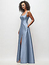 Side View Thumbnail - Cloudy Sleeveless Square-Neck Princess Line Gown with Pockets