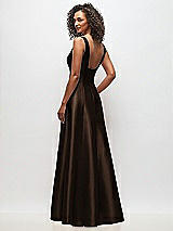Rear View Thumbnail - Espresso Sleeveless Square-Neck Princess Line Gown with Pockets