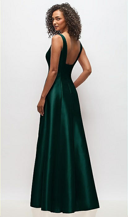 Sleeveless Square-neck Princess Line Bridesmaid Dress With Pockets
