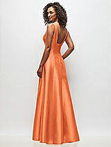 Rear View Thumbnail - Portofino Orange Sleeveless Square-Neck Princess Line Gown with Pockets
