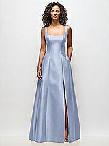 Front View Thumbnail - Sky Blue Sleeveless Square-Neck Princess Line Gown with Pockets