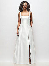 Front View Thumbnail - White Sleeveless Square-Neck Princess Line Gown with Pockets