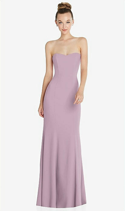 Strapless Princess Line Crepe Mermaid Bridesmaid Dress In Suede Rose | The  Dessy Group