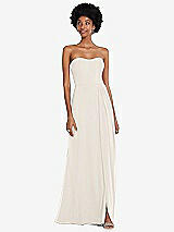 Front View Thumbnail - Ivory Strapless Sweetheart Maxi Dress with Pleated Front Slit 