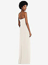 Rear View Thumbnail - Ivory Strapless Sweetheart Maxi Dress with Pleated Front Slit 