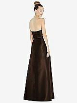 Rear View Thumbnail - Espresso Basque-Neck Strapless Satin Gown with Mini Sash