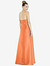 Rear View Thumbnail - Portofino Orange Basque-Neck Strapless Satin Gown with Mini Sash