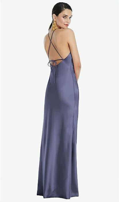 Diamond Halter Bias Maxi Slip Bridesmaid Dress With Convertible Straps In French Blue | The Dessy Group Diamond Halter Bias Maxi Slip Bridesmaid Dress With Convertible Straps In French Blue | The Dessy Group