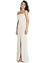 Side View Thumbnail - Ivory Strapless Scoop Back Maxi Dress with Front Slit