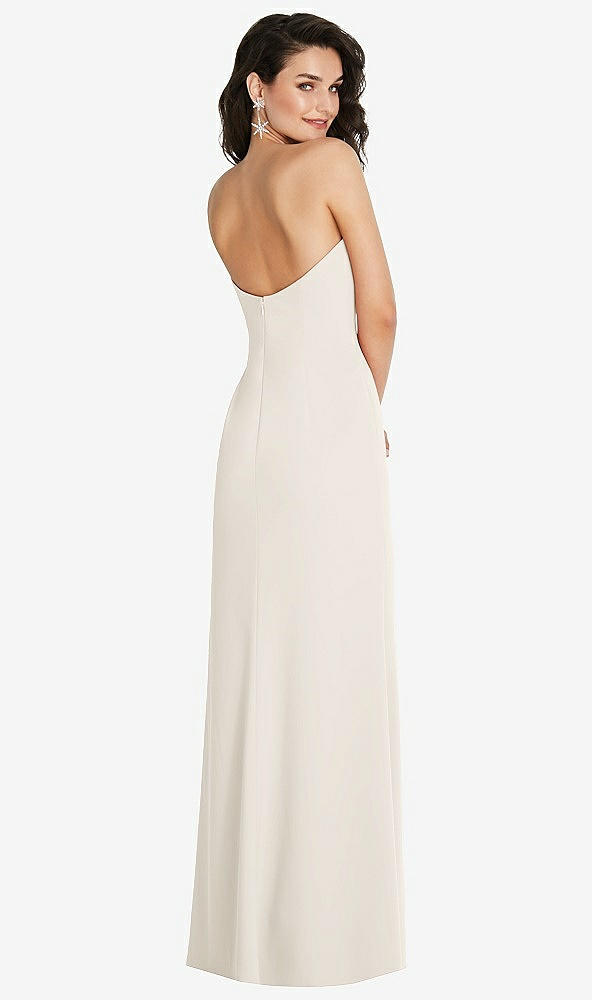 Back View - Ivory Strapless Scoop Back Maxi Dress with Front Slit