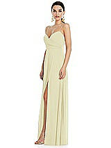 Side View Thumbnail - Butter Yellow Adjustable Strap Wrap Bodice Maxi Dress with Front Slit 