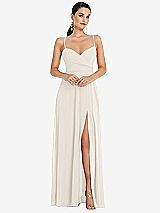 Front View Thumbnail - Ivory Adjustable Strap Wrap Bodice Maxi Dress with Front Slit 