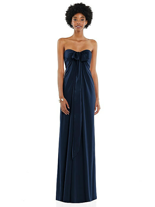 Draped Satin Grecian Column Gown with Convertible Straps