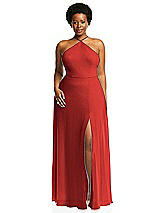 Alt View 1 Thumbnail - Poppy Red Diamond Halter Maxi Dress with Adjustable Straps