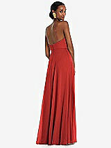 Rear View Thumbnail - Poppy Red Diamond Halter Maxi Dress with Adjustable Straps