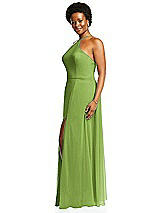 Alt View 2 Thumbnail - Peridot Green Diamond Halter Maxi Dress with Adjustable Straps