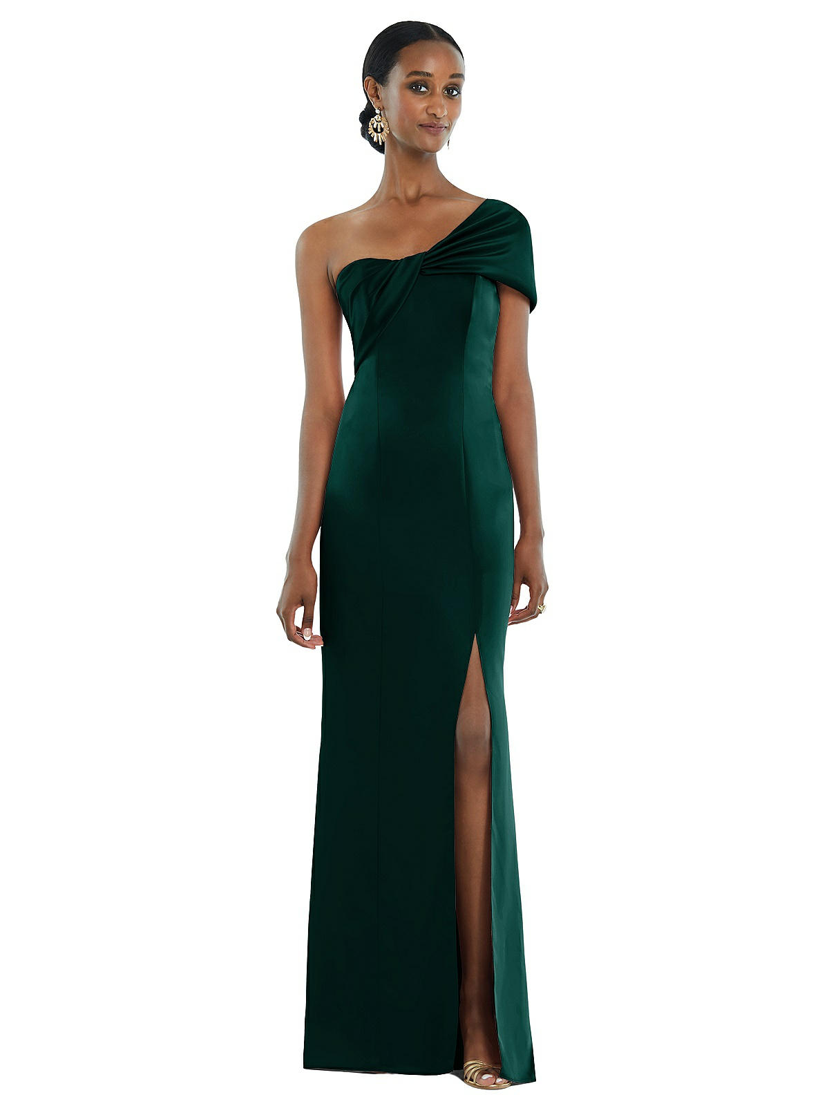 charmeuse draped one-shoulder bridesmaid dress Charmeuse Draped One-Shoulder Bridesmaid Dress