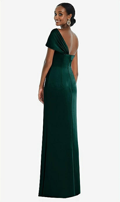 navy blue dress for baby girl One-Shoulder A-Line Princess Dress with 3/4 Sleeves for Mothers of The Bride & Groom main image 1