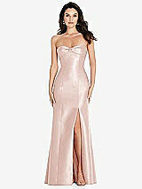 Front View Thumbnail - Blush Bow Cuff Strapless Princess Waist Trumpet Gown