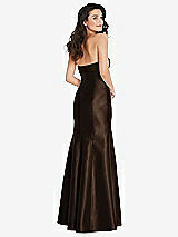 Rear View Thumbnail - Espresso Bow Cuff Strapless Princess Waist Trumpet Gown