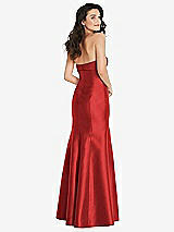 Rear View Thumbnail - Poppy Red Bow Cuff Strapless Princess Waist Trumpet Gown