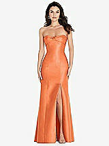 Front View Thumbnail - Portofino Orange Bow Cuff Strapless Princess Waist Trumpet Gown