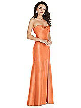 Side View Thumbnail - Portofino Orange Bow Cuff Strapless Princess Waist Trumpet Gown