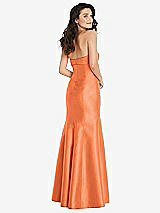 Rear View Thumbnail - Portofino Orange Bow Cuff Strapless Princess Waist Trumpet Gown