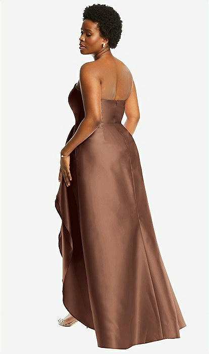 Strapless Satin Bridesmaid Dress With Draped Front Slit And