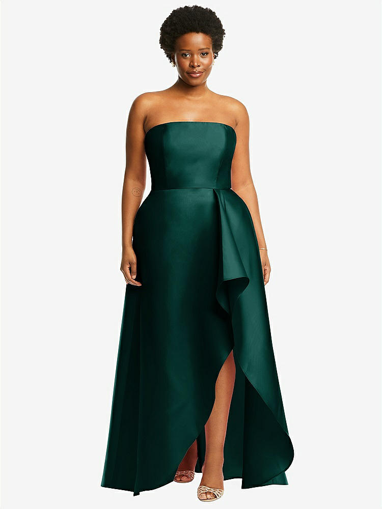 Draped Satin Grecian Column Bridesmaid Dress With Convertible Straps In  Willow Green | The Dessy Group