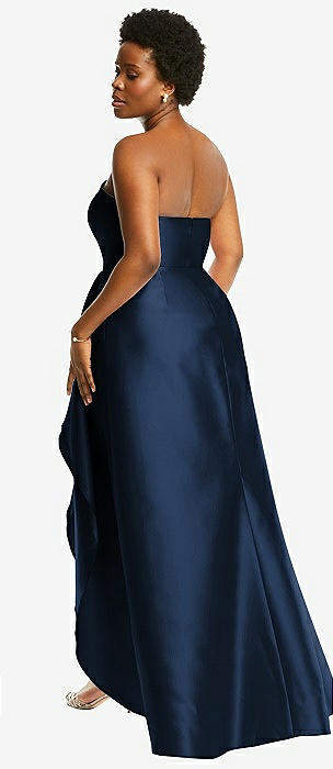 navy blue strapless formal dress Mermaid Sweetheart Satin Prom Dress with Slit, Navy Blue / 0