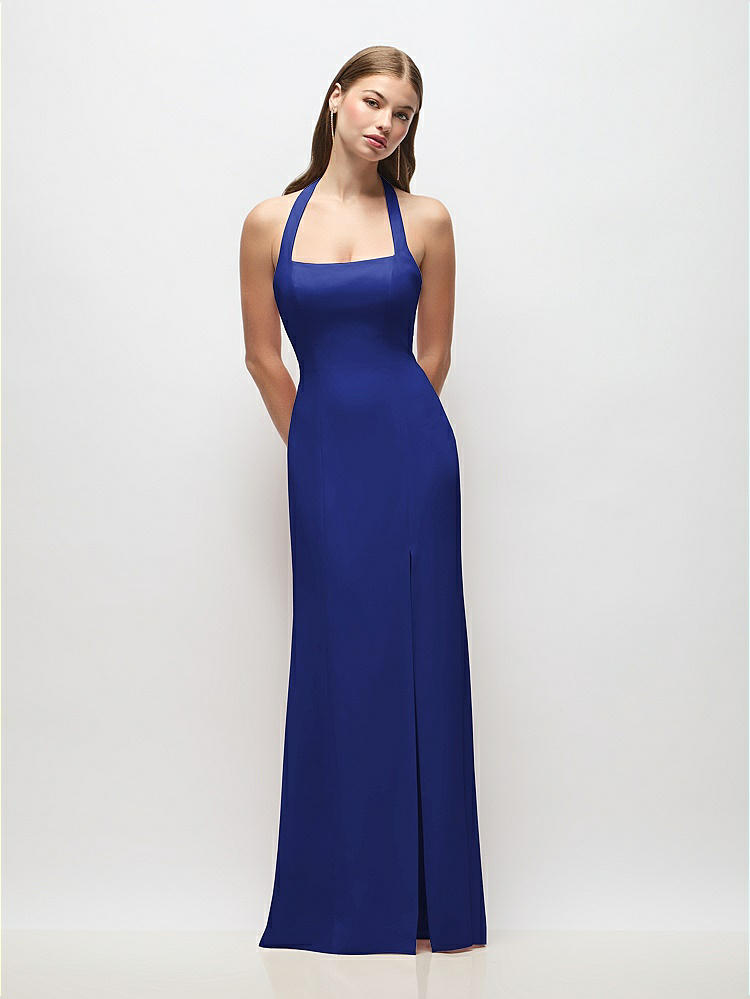 blue dress for baby girl Cowl Back Crepe Bridesmaid Dress