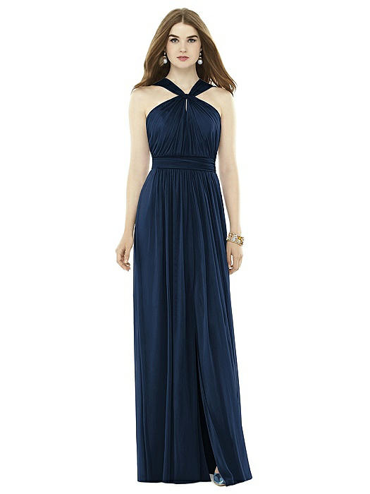 Twist Halter Low Illusion Back Maxi Dress