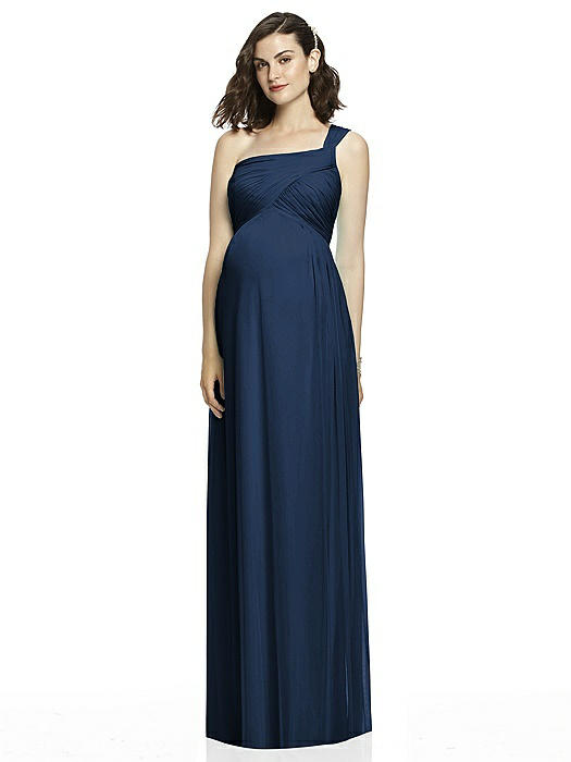 One-Shoulder Asymmetrical Draped Wrap Maternity Dress