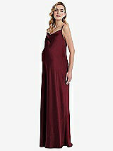 Side View Thumbnail - Cabernet Cowl-Neck Tie-Strap Maternity Slip Dress