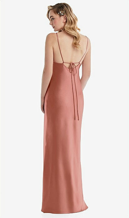 Cowl-neck Tie-strap Maternity Slip Bridesmaid Dress In Desert Rose | The  Dessy Group