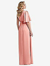 Rear View Thumbnail - Rose One-Shoulder Flutter Sleeve Maternity Dress