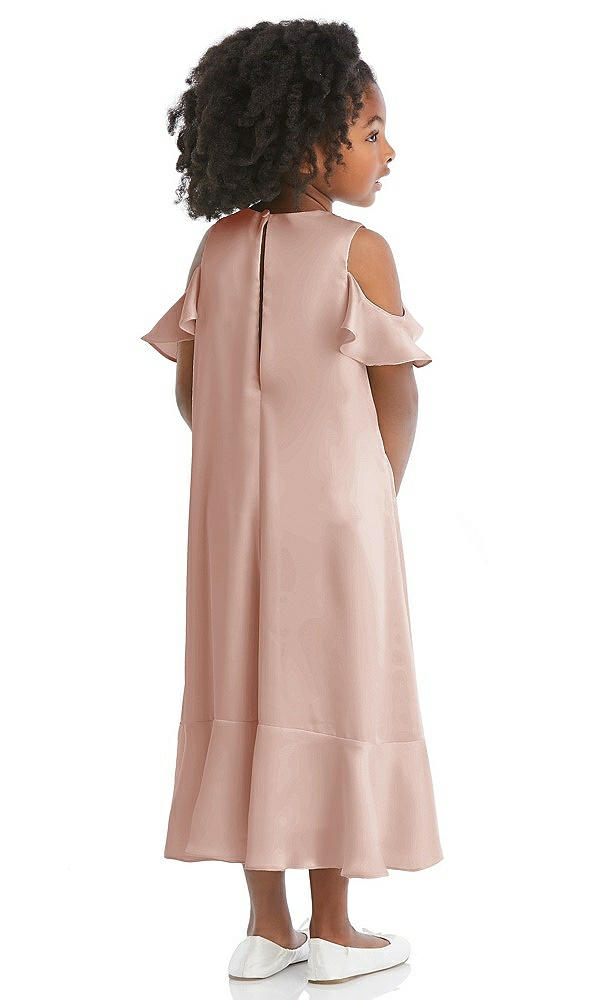 Back View - Toasted Sugar Ruffled Cold Shoulder Flower Girl Dress