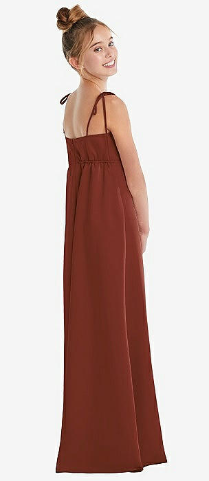 brown junior bridesmaid dresses Duntery Cap Sleeves Chiffon Tea Length Junior Bridesmaid Dress with Bowknot, Terracotta