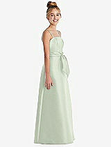 Side View Thumbnail - Mint Green Spaghetti Strap Satin Junior Bridesmaid Dress with Mini Sash