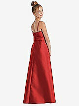 Rear View Thumbnail - Poppy Red Spaghetti Strap Satin Junior Bridesmaid Dress with Mini Sash