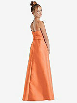 Rear View Thumbnail - Portofino Orange Spaghetti Strap Satin Junior Bridesmaid Dress with Mini Sash