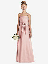 Front View Thumbnail - Rose Spaghetti Strap Satin Junior Bridesmaid Dress with Mini Sash