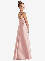 Rear View Thumbnail - Rose Spaghetti Strap Satin Junior Bridesmaid Dress with Mini Sash
