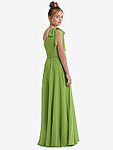 Rear View Thumbnail - Peridot Green One-Shoulder Scarf Bow Chiffon Junior Bridesmaid Dress